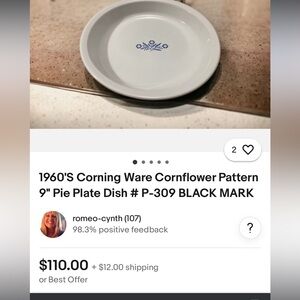 Corning Ware P309 9" pie plate